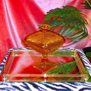 Amber Glass Candy Dish
